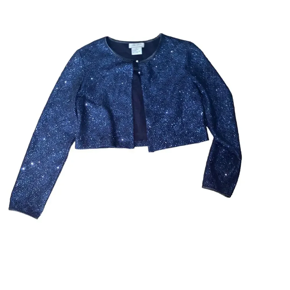 Amy Byer Girls Navy Blue Slip Dress Jacket Two Piece Cocktail Evening Set 16
